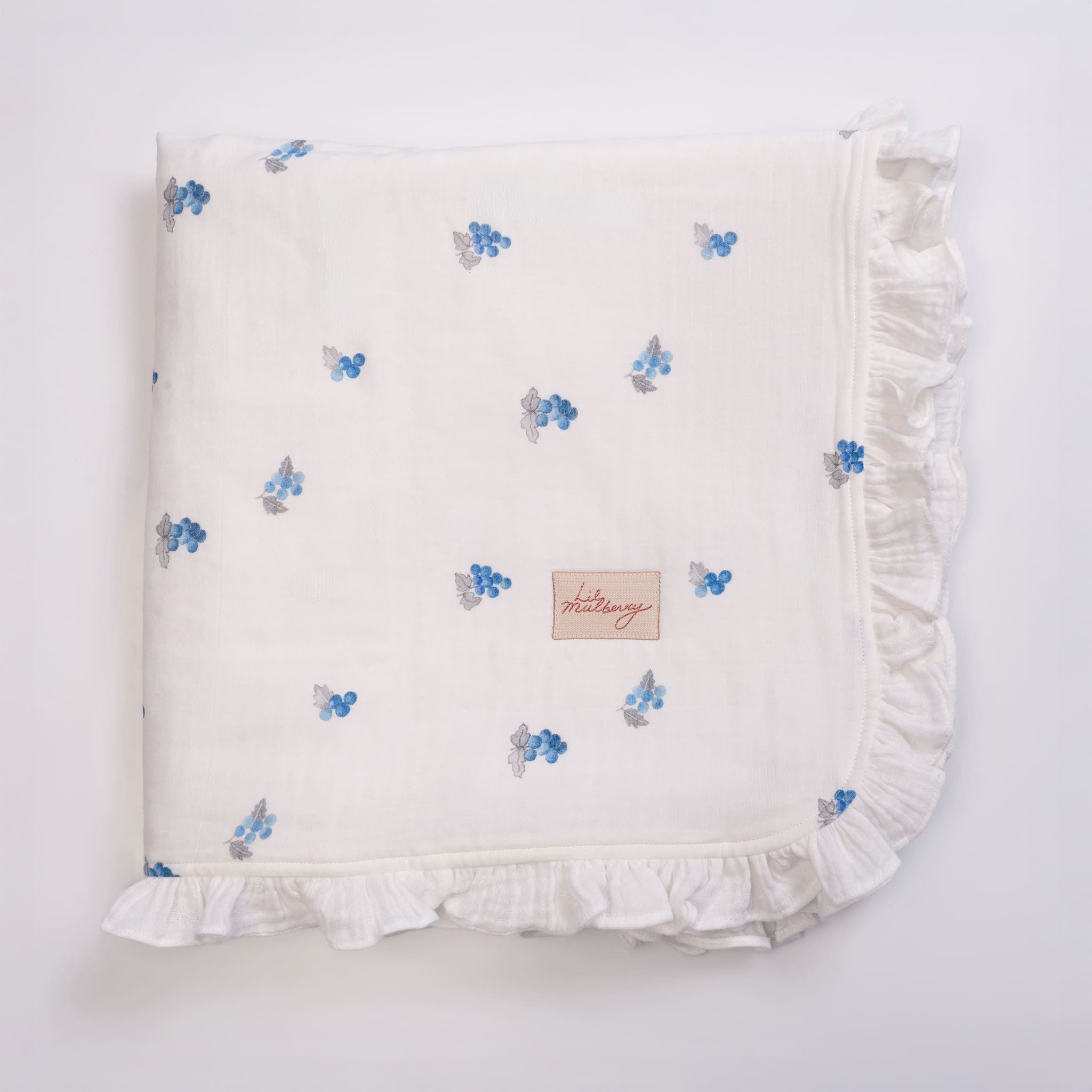 Blueberries Muslin Blanket with Frills 073